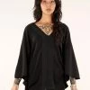 Top Poncho Réversible à Manches 3/4 "Nükäa", Noir