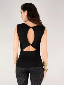 Top Sans Manches Dos Nu "Akemi", Noir