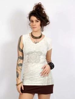 Top Tunique "Jaya", Blanc Cassé