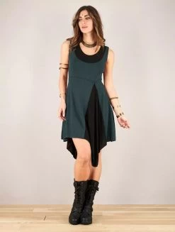 Tunique "Anonga", Bleu Pétrole Et Noir