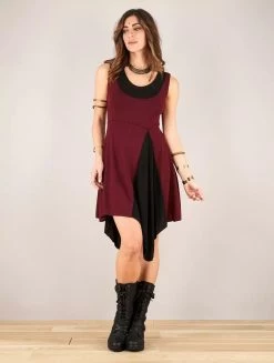 Tunique "Anonga", Bordeaux Et Noir