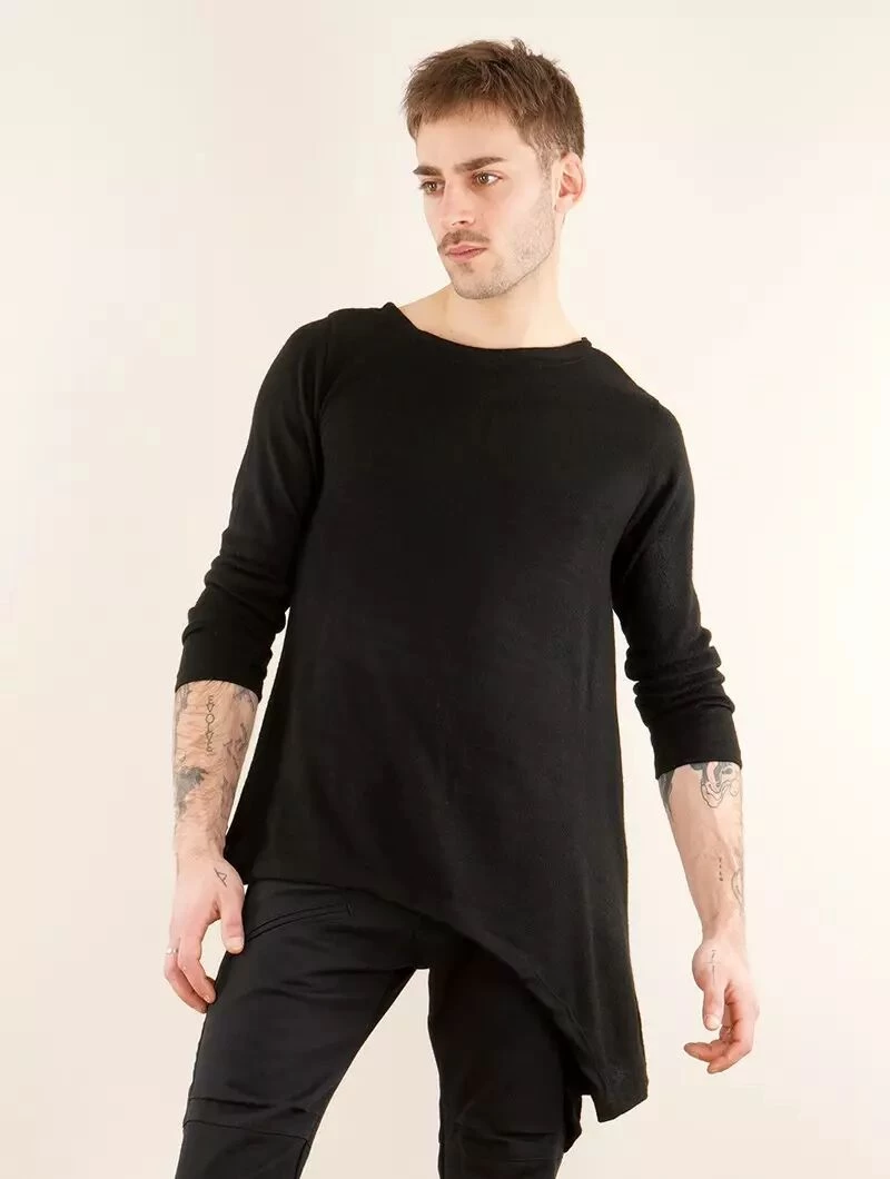 Tunique Asymétrique En Mailles à Manches Longues "Isao", Noir 2 Tunique Asymétrique En Mailles à Manches Longues "Isao", Noir – Image 2