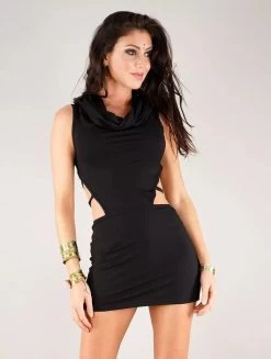 Tunique Dos Nu à Capuche "Issa", Noir -Magasin De Vêtements Pour Femmes tunique dos nu a capuche issa noir p image 332084 grande