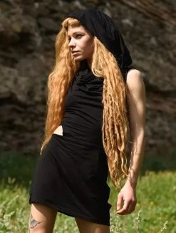 Tunique Dos Nu à Capuche "Issa", Noir -Magasin De Vêtements Pour Femmes tunique dos nu a capuche issa noir p image 341310 grande