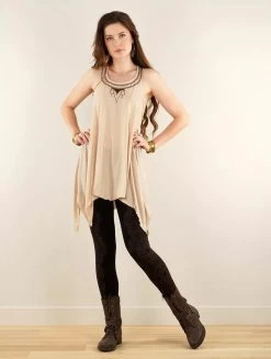 Tunique évasée Imprimée "Lotus Luinil", Beige -Magasin De Vêtements Pour Femmes tunique evasee imprimee lotus luinil beige p image 347943 grande