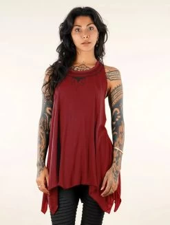 Tunique évasée Imprimée "Lotus Luinil", Rouge