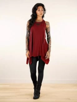 Tunique évasée Imprimée "Lotus Luinil", Rouge -Magasin De Vêtements Pour Femmes tunique evasee imprimee lotus luinil rouge p image 347030 grande