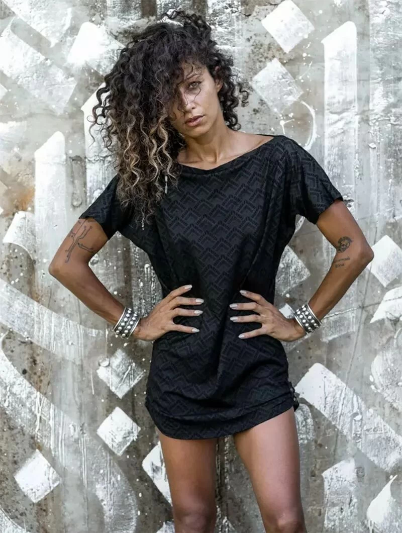 Tunique Imprimée "VooDoo Longma", Noir 1 Tunique Imprimée "VooDoo Longma", Noir