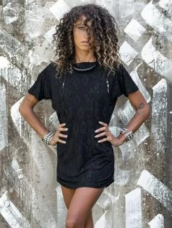 Tunique Imprimée "VooDoo Snake", Noir -Magasin De Vêtements Pour Femmes tunique imprimee voodoo snake noir p image 333936 grande