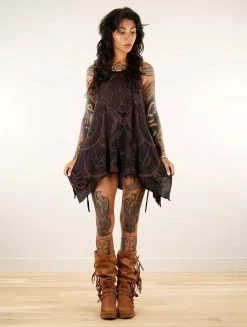 Tunique évasée Imprimée "Luinil Africa", Noir Et Cuivré