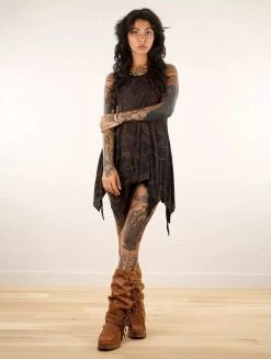 Tunique évasée Imprimée "Luinil Africa", Noir Et Cuivré -Magasin De Vêtements Pour Femmes tunique luinil africa noir imprime dore p image 342320 grande