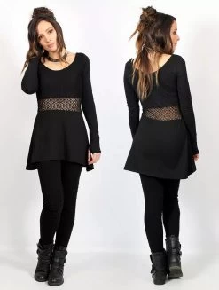 Tunique Patineuse Avec Crochet "Nymphea", Noir -Magasin De Vêtements Pour Femmes tunique patineuse avec crochet nymphea noir p image 338985 grande