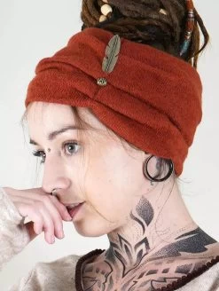 Bandeau Avec Plume "Aikköoz", Terre De Sienne